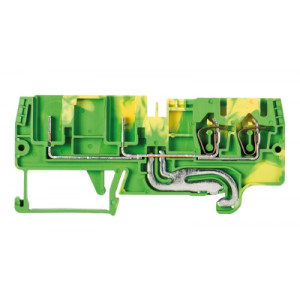 Заземляющая клемма WKFN 2,5 2P/2FSL, Клемма заземления тип фиксации провода: пружинный, номинальное сечение: 2,5 мм кв., 32A, 500V, ширина: 5 мм, цвет: серый, тип монтажа: DIN 35