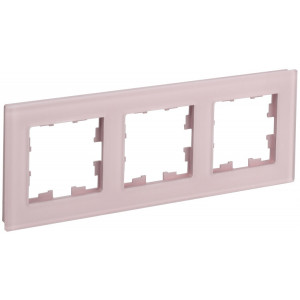 BRITE Рамка 3-мест. РУ-3-2-Бр стекло розовый матовый BR-M32-G-31-K14