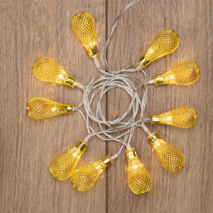 Гирлянда светодиодная "Восточные фонарики" 1.5м 10LED желт. 4Вт IP20 провод ПВХ прозр. элементы питания 2хAA (не в компл.) 303-071