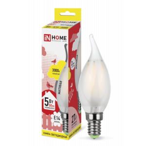 Лампа светодиодная LED-СВЕЧА НА ВЕТРУ-deco 5Вт 230В Е14 3000К 450Лм матовая 4690612006796