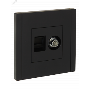 FORTE&PIANO Розетка двойная TV+RJ45 кат.6 FP137 черный IEK FP-AK20-2-K02