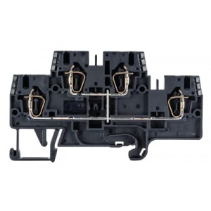 Этажная клемма WKFN 2,5 E/VB/35, Этажная клемма, 2 этажа, тип фиксации провода: пружинный, номинальное сечение: 2,5 мм кв., 24A, 500V, ширина: 5 мм, цвет: черный, тип монтажа: DIN35