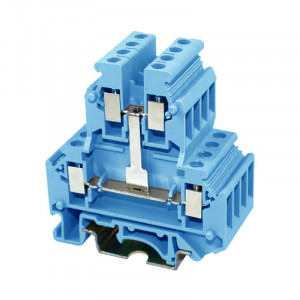 Этажная клемма JUT1-4/2L-BE, Этажная клемма, 2 этажа, межэтажное соединение, тип фиксации провода: винтовой, номинальное сечение: 4 мм кв., 32A, 500V, ширина: 6,2 мм, цвет: синий, тип монтажа: DIN35