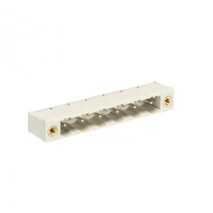 Вилка Wiecon 8413 S / 6 GF OB, Вилочный разъем, вертикальный, на плату, шаг: 7.62 мм, 6 полюсов, фиксация на плате пайкой, исполнение: без маркировки, с монтажными фланцами, 250V, 8А, цвет: серый