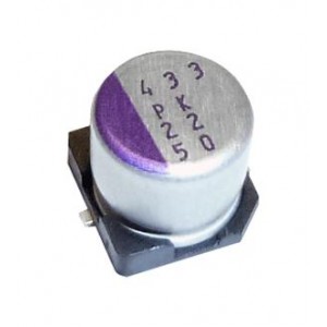 50SVPK22M, Конденсатор алюминиевый полимерный 22мкФ 50В ±20% ( 6.3х5.9мм) для поверхностного монтажа 0.035Ом 820мА 1000час 125°С Reel