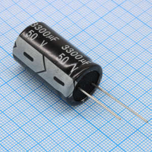 KM332M1HBKJ1830EBK, Конденсатор алюминиевый электролитический 3300мкФ 50В ±20% (18х30мм) радиальный 7.5мм 2000часов 105°C