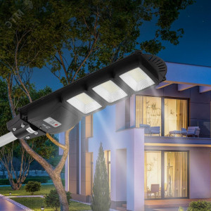 Светильник консольный 60Вт 1000лм 5000К IP65 на солнечной батарее SMD с датчиком движения ПДУ Б0046801