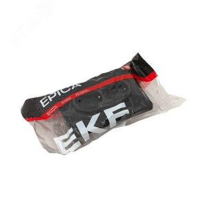 Механизм розетки двойной, 16А, с заземлением, со шторками, с рамкой, ч-рный Эпика EKF UP1-SOB-211