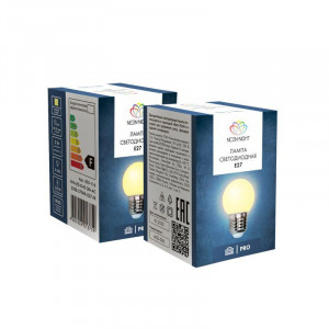 Лампа светодиодная 1Вт шар d45 5LED тепл. бел. E27 405-116