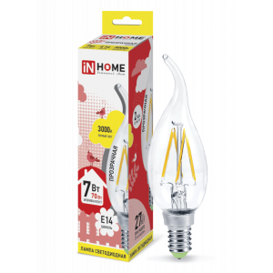 Лампа светодиодная LED-СВЕЧА НА ВЕТРУ-deco 7Вт свеча на ветру прозрачная 3000К тепл. бел. E14 810лм 230В 4690612007663