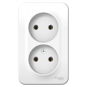Розетка 2-м ОП Blanca 16А IP20 250В без заземл. без защ. шторок с металлич. пластиной бел. SE BLNRA000221