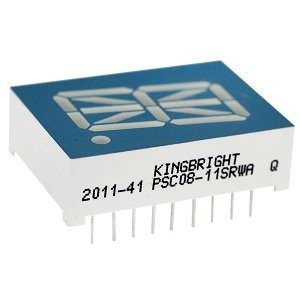 PSC08-11SRWA, 1 разрядный индикатор 20,32мм/красный/640нм/14-27мкд/ОК