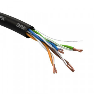 Кабель витая пара U/UTP кат.5E 4х2х24AWG solid CU PE Outdoor черн. (м) Б0044431