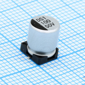 CDS050M101E7DPKKKV00R, Конденсатор алюминиевый электролитический 100мкФ 50В ±20% (6.3х7.7мм) для поверхностного монтажа 0.4Ом 350мА 2000час 105°С лента на катушке