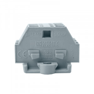 Проходная клемма (MINI) JUT3-1.5F-GY, Проходная клемма, MINI, боковой подвод кабеля, 2 точки подключения, тип фиксации провода: пружинный, номинальное сечение: 1,5 мм кв., 18A, 400V, ширина: 5 мм, цвет: серый, тип монтажа: монтажная пластина