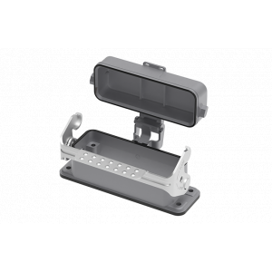 Открытое основание разъема S16A-BM-1L.M-MC, Основание разъема на панель, открытое, типоразмер 16A, без уплотнителя, с одной защелкой, с защитной крышкой, материал корпуса: алюминиевый сплав