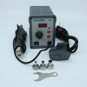 QUICK 858D, Термовоздушная паяльная станция 100°C-450°C, фен-бесколлекторный двигатель, нагреватель 700Вт