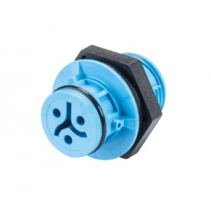 Разъем RST08i3 S 11 M02H BL, Розеточный разъем в панель М14, IP68(69k), 3 полюса, с продольным уплотнением, цвет: синий, номинальные характеристики: 250V/400V 8A, серия gesis RST MICRO