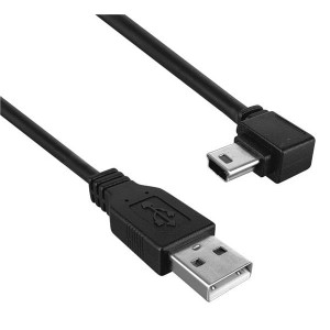 3021095-06, Кабели USB / Кабели IEEE 1394 USB 2.0 A Male to USB 2.0 Mini B Male Left Angled, 6FT length, 480Mbps, Black Color