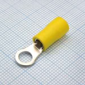 RV3.5-5L  Yellow, наконечник кабельный кольцевой с изоляцией d=5.3мм, сеч. пров.2.5-4.0мм2