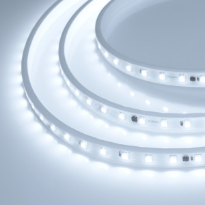 Лента герметичная ARL-PV-B54-15.5mm 230V White6000 (8 W/m, IP65, 5060, 10m) 029403(2), Светодиодная лента ARL-PV-B54, герметичная IP65 (PV-трубка ПВХ экструзия). Светодиоды 5060, 54 шт/м (540 шт на 10 м), белая плата, ширина 15.5 мм. Цвет БЕЛЫЙ 6000 K, цветопередача CRI>90, угол 120°. Питание 230V, мощность 8 Вт/м (80 Вт на 10 м). Размеры 1