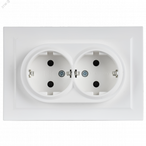BRITE Розетка 2-местная с заземлением с защитными шторками 16А в сборе РСш12-3-БрАБ арктический белый IEK BR-R24-16-K91-F
