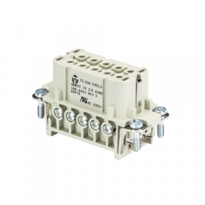 Розеточная контактная вставка HD BUS 10 2,5 40 AG, Розеточная контактная вставка, винтовая фиксация, 10 полюсов + PE, типоразмер 10A, 250V, 10A, сечение обслуживаемых проводников 0,5-2,5 мм кв, тип покрытия контактов: серебро