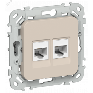 FLITE Розетка 2-местная компьютерная RJ45 категория 5Е UTP РК5е-2-0-ФлЛ льняной IEK FI-K22-1-K88