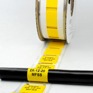 Маркер плоский MFSS-2X-12-20-Y, Маркер термоусадочный, для маркировки и изоляции проводов и кабелей, длина 20 мм, диаметр провода: 6 - 12 мм, цвет желтый, для принтера: RT200, RT230, в упаковке 300 маркеров