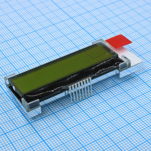 WO1602I-YYH-CT#, ЖКИ знакосинтезирующий 16 x 2, COG, STN Желто-зеленый Позитивный/прозрачно-отражающий светодиодная подсветка желто-зеленая размер 51.2x20.7мм, видимая область 40x10 мм, -20...70°C, 8 выводов