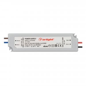 Блок питания ARPV-LV24050 (24V, 2.0A, 48W) 010993, Источник напряжения с гальванической развязкой для светодиодных изделий. Входное напряжение 100-240 VAC. Выходные параметры: 24 В, 2 А, 48 Вт. Встроенный PFC >0,5. Герметичный пластиковый корпус IP 67. Рабочая температура -20…+50C?. Габаритные размеры дли
