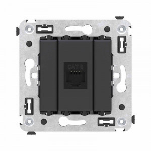 Розетка компьютерная 1-м СП Avanti "Черный матовый" RJ45 кат.6 без шторок механизм 4412693