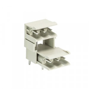 Вилочный разъем на плату 8113 S E/3 W OB, Вилочный разъем, 2 этажа, горизонтальный, на плату, шаг: 5.0 мм, 3 полюса, фиксация на плате пайкой, исполнение: без маркировки, 300V, 10А, цвет: серый