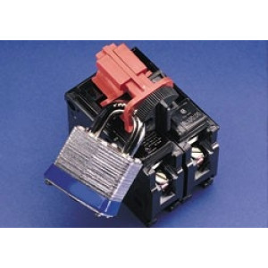 gws66320, Блокираторы электроавтоматов универсальные, нейлон и сталь, толщина переключателя – 8-16 мм, 62х32 мм, цвет – красный, 6 шт/упак