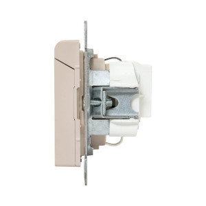 Механизм розетки, 16А, IP44, с заземлением, со шторками, c крышкой, кремовый Эпика EKF UP1-SOI-111-44