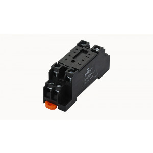 DPYF08A-E3-00Z(H), Колодка для реле DRPE-2CH, 10A, 300V, фиксация провода: с вилочным наконечником с защитой от прикосновения, пластик, цвет: черный, монтаж на DIN рейку