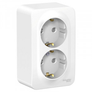 BLANCA О/У РОЗЕТКА двойная с заземл. со шторк. МОНТ.ПЛ.,16А, 250В, БЕЛЫЙ BLNRA011221