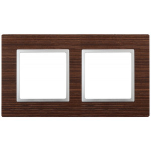14-5302-10 Рамка на 2 поста, дерево, Elegance, венге+алюм (5/50/1200) Б0034575