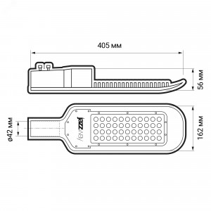 Светильник светодиодный промышленный уличный ДКУ- 50w  4000K 5600Лм IP65 AC85-265V (3г.гар) Jazzway 5023086