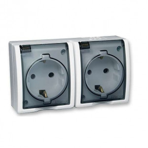 Розетка 2-м ОП 5 16А IP54 250В с заземл. с крышкой винт. клеммы бел. 1594433-030