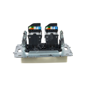 Розетка компьютерная двойная СП RJ45 кат.5E BRITE РК10-2-БрКр беж. BR-K20-1-K10