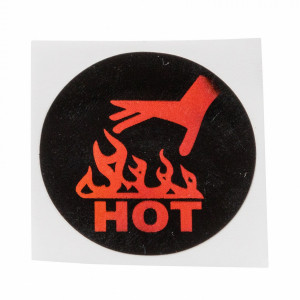 brd195844, TIL-12-50C-DIA обратимая этикетка, 1-уровневая индикация температуры 50°C, легенда "HOT" (красный/черный),  диаметр 37 мм, 10 шт. в упаковке