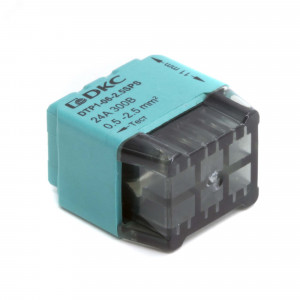 Клемма строительно-монтажная (СМК) на 6 проводника до 2.5 кв. мм. на токи до 24А (голубая) DTP1-06-2.5SPS