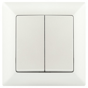 Переключатель Solo 4-107-06 двухклавишный, 10А-250В, IP20, СУ, перламутр Б0053614