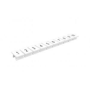 Маркировка (полоска) 310801/1...10, Маркировочные шильдики, для клемм сечением 10 мм.кв., боковая, 10 шильдиков, нанесенные символы: 1...10, с горизонтальным расположением, размер шильдика: 10 x 10,6 мм, цвет: белый