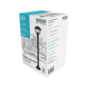 Светильник Aura 1х60Вт E27 IP54 170-240В 200х200х1000мм НТУ столб садово-парковый GAUSS GD030