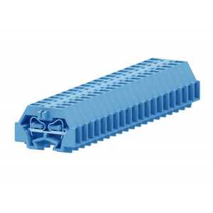 Проходная клемма (MINI) 240324, Проходная клемма, MINI, боковой подвод кабеля, 2 точки подключения, тип фиксации провода: пружинный, номинальное сечение: 1,5 мм кв., 18A, 400V, ширина: 5 мм, цвет: синий, тип монтажа: DIN15