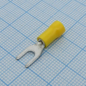 SV1.25-3.7L  Yellow, наконечник кабельный вилочный с изоляцией d=3.7мм, сеч. пров.0.5-1.5мм2