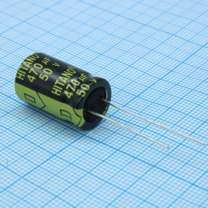 EXR471M50B, Конденсатор алюминиевый электролитический 470мкФ 50В ±20% (13 X 21мм) радиальный 5мм 0.055Ом 1400мА 5000час 105°С россыпь