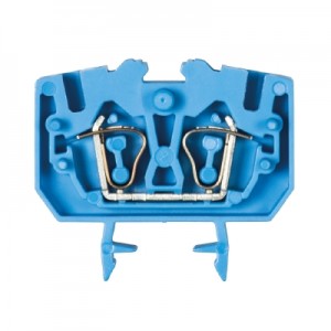 Проходная клемма (MINI) WKF2,5/M/15 BL, Проходная клемма, MINI, верхний подвод кабеля, 2 точки подключения, тип фиксации провода: пружинный, номинальное сечение: 2,5 мм кв., 24A, 800V, ширина: 5 мм,цвет: синий,тип монтажа: DIN15